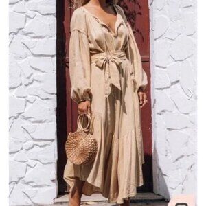 Spell Bella Gown Linen/Viscose Blend